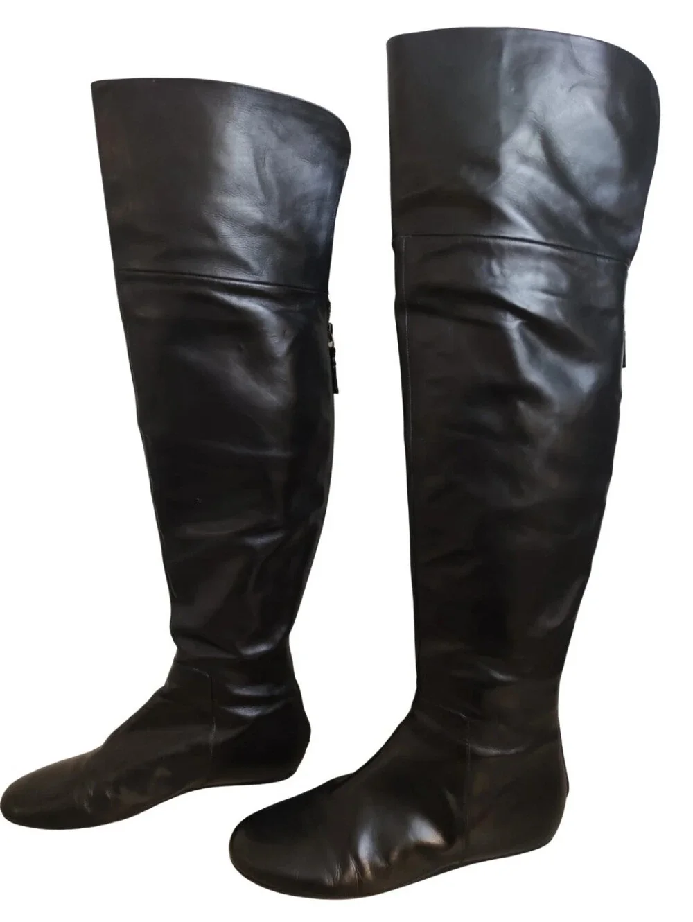 Vera Wang Lavender Black Over-the-Knee Leather Boots